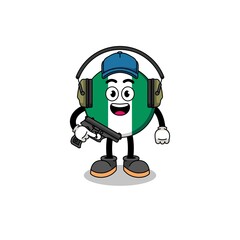 Character mascot of nigeria flag doing shooting range