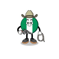 Character mascot of nigeria flag as a cowboy