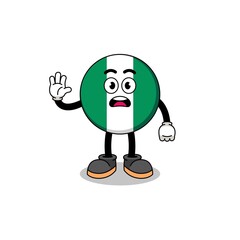 nigeria flag cartoon illustration doing stop hand