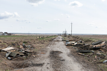 War in Ukraine. Village Andriivka after the Russian invasion