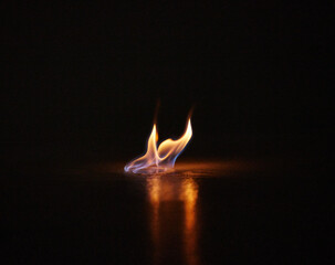 Beware of burning passion. Studio shot of a small flame burning against a black background.
