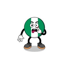Character Illustration of nigeria flag with tongue sticking out