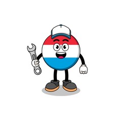 luxembourg illustration cartoon as a mechanic