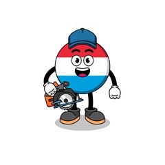 Cartoon Illustration of luxembourg as a woodworker