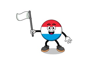 Cartoon Illustration of luxembourg holding a white flag