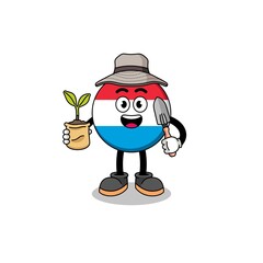 Illustration of luxembourg cartoon holding a plant seed