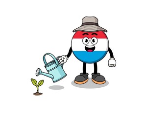 Illustration of luxembourg cartoon watering the plant