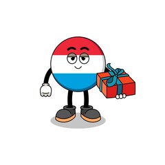 luxembourg mascot illustration giving a gift