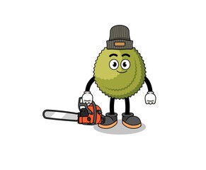 Fototapeta premium durian fruit illustration cartoon as a lumberjack