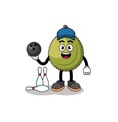 Mascot of durian fruit as a bowling player