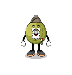 Character cartoon of durian fruit as a veteran