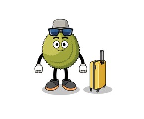 durian fruit mascot doing vacation