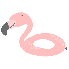 Vector inflatable ring circle. Rubber life saver circle. Pink flamingo swimming accessory. Summer element. Cute flat illustration for kids. Vacation beach object.