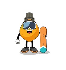 Obraz premium Mascot cartoon of papaya fruit snowboard player