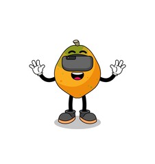 Illustration of papaya fruit with a vr headset