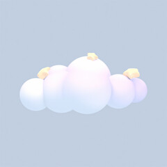 3d rendered cartoon cloud with stars object.