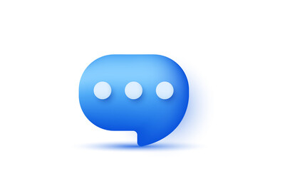 3D Minimal chat bubble isolated on a blue background
