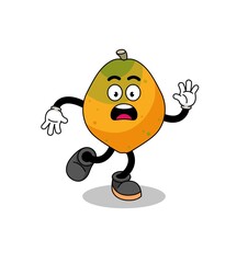 slipping papaya fruit mascot illustration