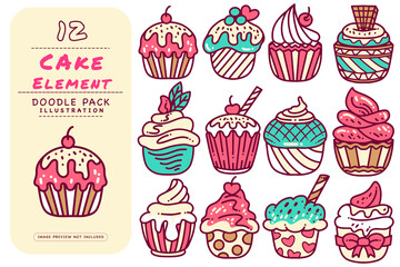 Cake Doodle Illiustration Pack