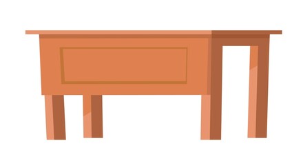 Unilateral table. Modern minimalistic furniture design. For work and in kitchen. Cartoon style. Object isolated on white background. Vector