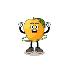 Character Illustration of mango fruit playing hula hoop