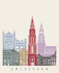 Obraz na płótnie Canvas Groningen skyline poster