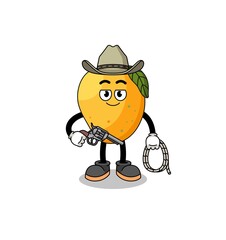 Character mascot of mango fruit as a cowboy