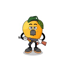 Character cartoon of mango fruit as a special force