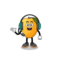 Mascot Illustration of mango fruit as a customer services