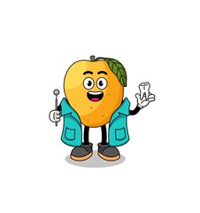 Illustration of mango fruit mascot as a dentist