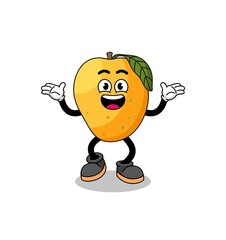 mango fruit cartoon searching with happy gesture