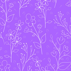 New seamless pattern with flowers for design. Small colorful multicolor flowers. EPS, vector, illustration, light background.