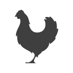 Chicken silhouette isolated on white background vector object in retro style. Can be used for logo or badge. Farm animal.