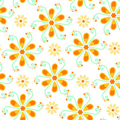 New seamless pattern with flowers for design. Small colorful multicolor flowers. EPS, vector, illustration, light background.