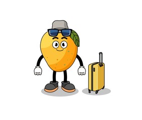 mango fruit mascot doing vacation