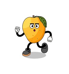 running mango fruit mascot illustration