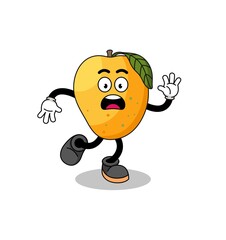 slipping mango fruit mascot illustration