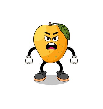 mango fruit cartoon illustration with angry expression