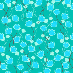 plants and leaves seamless pattern. Small colorful multicolor plants and leaves. EPS, vector, illustration.