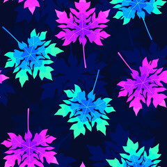 Tropical colorful leaves, jungle leaves, seamless vector floral pattern, abstract background.