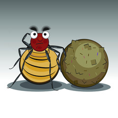 beetle with balloon, cartoon character, vector image