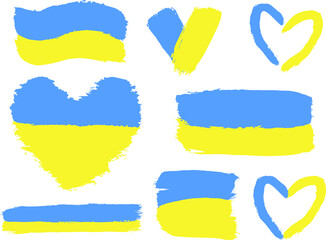Ukraine flag set for printing, stickers, background
