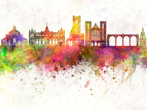 Harrogate skyline in watercolor