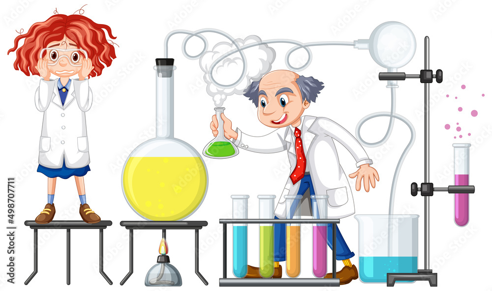 Wall mural scientist doing science experiment in the lab