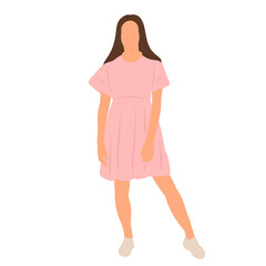 girl, woman in dress flat design, isolated