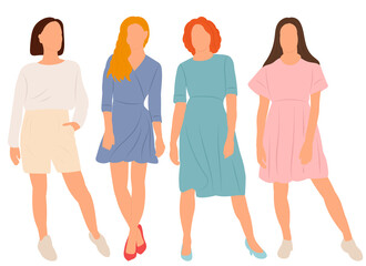 Obraz premium girls, women flat design, vector