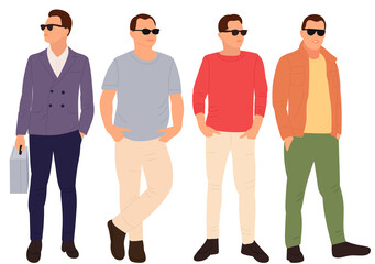 men in sunglasses flat design, isolated, vector