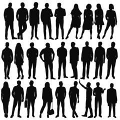 people set silhouette, isolated on white background vector
