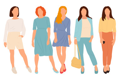 Obraz premium girls, women flat design, isolated, vector