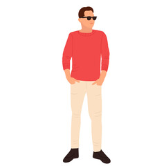 man in sunglasses flat design, isolated, vector